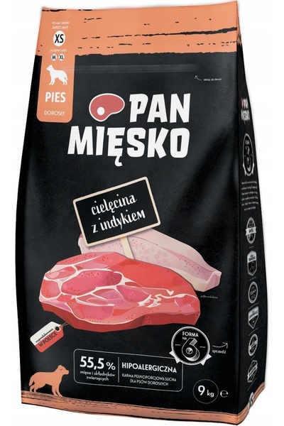 Pan Mięsko Hrană uscată Karma pentru viței cu curcan 9 kg