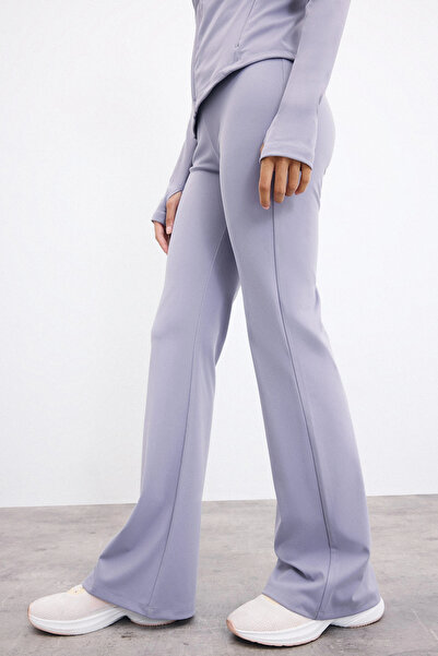 DeFacto C9192AXPR522 Mor Esnek Kumaş Aırtech Flare Fit Yüksek Bel Beli Saran Sporcu Pantolon
