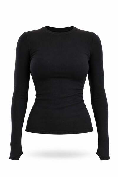 5in1Canpolat Black Soft Touch Long Sleeve T-Shirt 5068