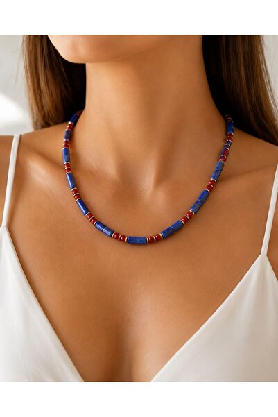 B Design jewelry Rosso Blu Lapis Lazuli & Mercan Necklace