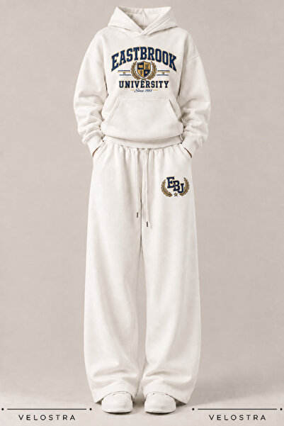 Velostra Unisex College University Printed Hooded Wide Leg 100% Cotton Winter...