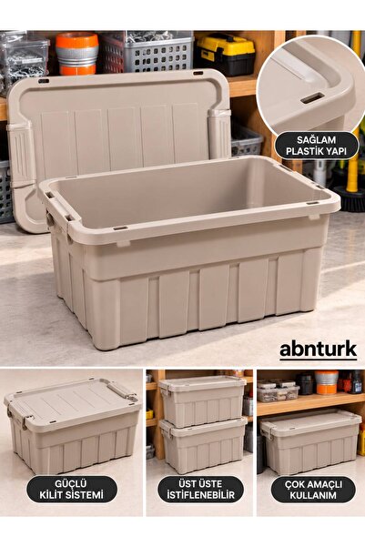 abnturk 10Lt Çok Amaçlı Kilit Kapaklı Saklama Kutusu Endüstriyel Kullanıma Uy...
