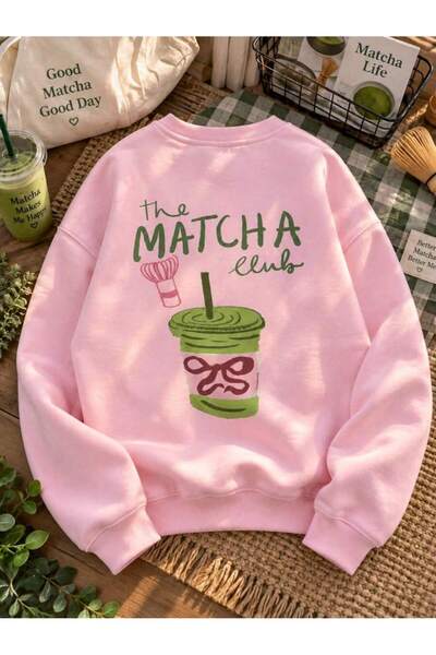 WESTİMO Women's Fall/Winter Loose Casual Crew Neck Long Sleeve Matcha Sweatshirt
