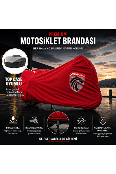 FALCON MAGİC 50 Kırmızı Su Geçirmez Motosiklet Branda Çanta Topcase Uyumlu Motor Branda