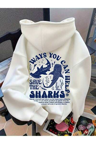 PALPİTO Γυναικείο φούτερ με κουκούλα με στάμπα Sea Life Shark