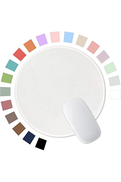 GENERAL Hsurbtra Mouse Pad, Premium Texture Small Round 8.5 x Inch White Stit...