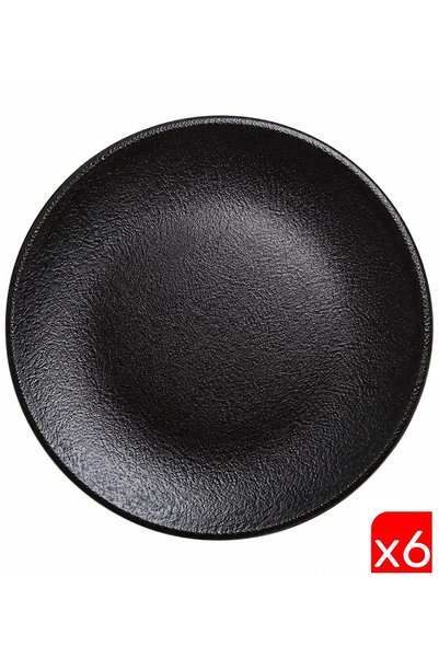 tabakevi Tabak Evi Graphite Porcelain Black Cake Plate 21cm Set of 6