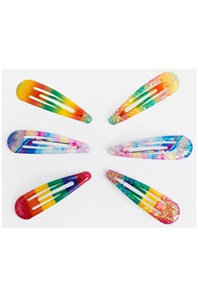OEM Clame de Par Rainbow Glitter pentru Copii 5cm - 6buc