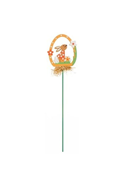 OEM Stick Decorativ Ghiveci Ou Colorat cu Iepuras 27cm