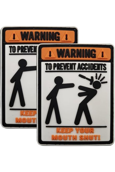Generic 2PCS Warning Patches Keep Your Mouth Shut PVC Rubber Tactical Morale ...