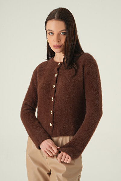 Serenity Women's Soft Textured Buttoned Knitwear Cardigan