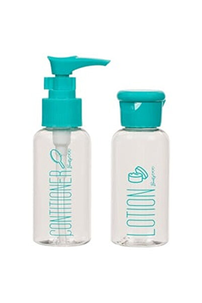 OEM Set Sticle de Calatorie Transparente cu Capac Verde 80ml - 2buc