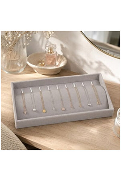 OEM Gray Suede Necklace and Chain Organizer Case 21x12.5cm