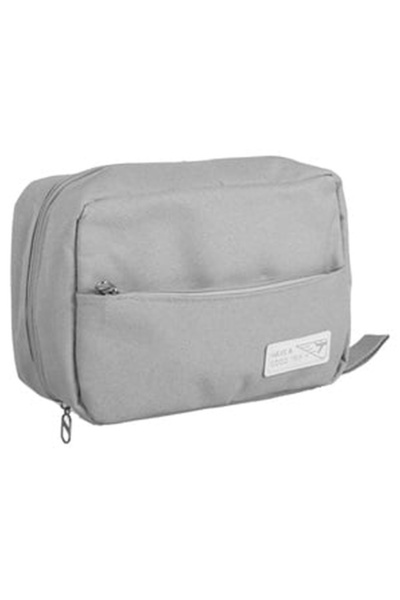 OEM Portfard Gri cu 3 Compartimente și Mâner  "Călătorește frumos " 28x15x10cm
