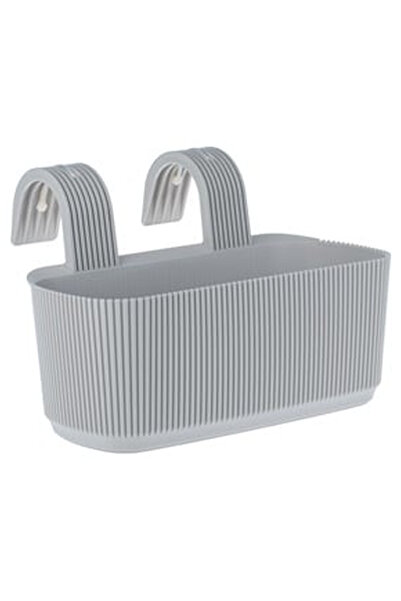 OEM Jardiniera din Plastic Gri cu Dungi Reliefate pentru Balustrada Balcon 3.2L