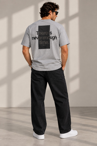 beuivo Unisex Back Printed Oversize Cotton Crew Neck T-Shirt