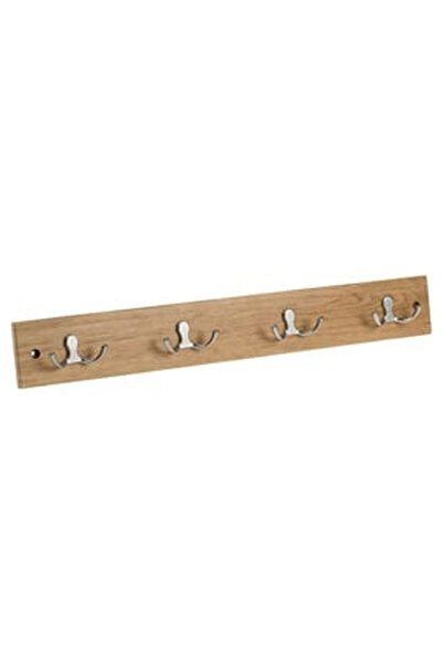 OEM Cuier din Lemn cu 4 Carlige Duble de Perete 50x1.2x7cm