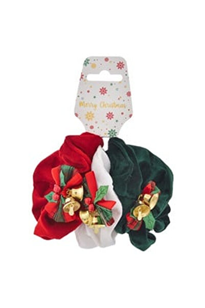 OEM Elastice Par de Craciun Textile Catifelate Verde Rosu Alb cu Fundita Vasc...