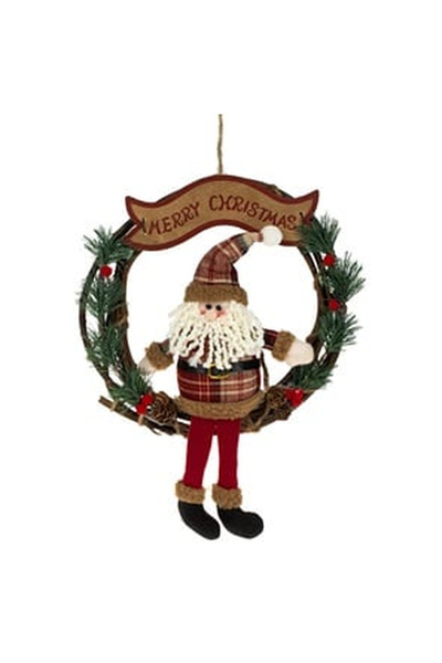 OEM Decoratiune de Craciun Coronita din Lemn Mos Craciun "Merry Christmas"" 1...