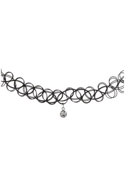 OEM Colier Choker Negru cu Strass Argintiu de Craciun