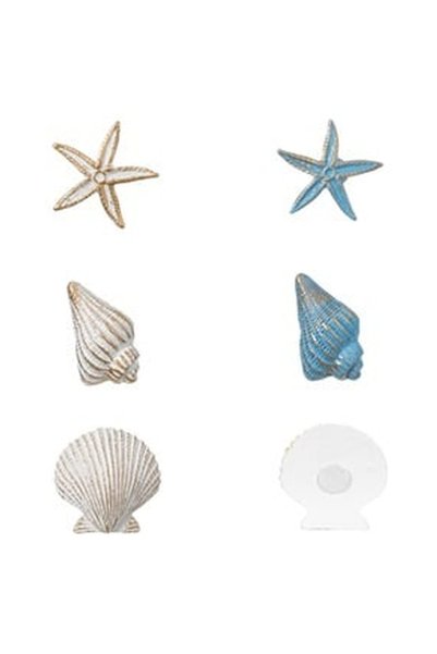 OEM Decoratiuni Autocolante Stele de Mare Scoici Alb Albastre 4.5cm - 6buc