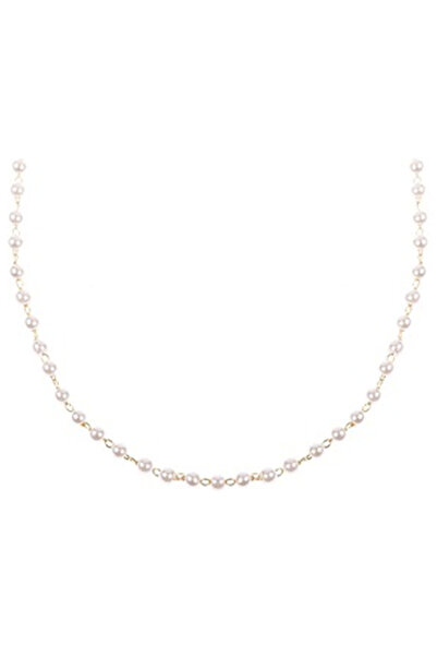 OEM Rosary Necklace with White Beads & Gold Chain for Women