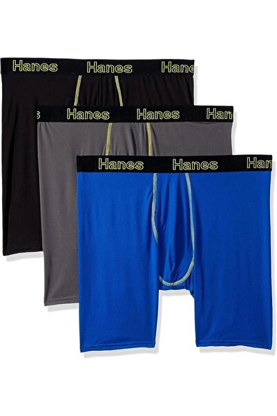 HANES mens Comfort Flex Fit Ultra Soft Long Leg Boxer Brief 3-Pack Boxer Brie...