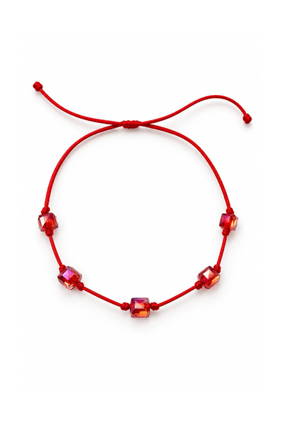 alberaccessories Kırmızı 5 taş Zirkon Taşlı Şans İp Bileklik (Manifest)