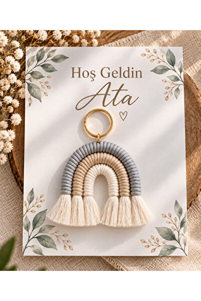 Gökkuşağı Yenidoğan Hediyelik Anahtarlık - Makrome Anahtarlık - Bebek Hediyelik - 15 Adet