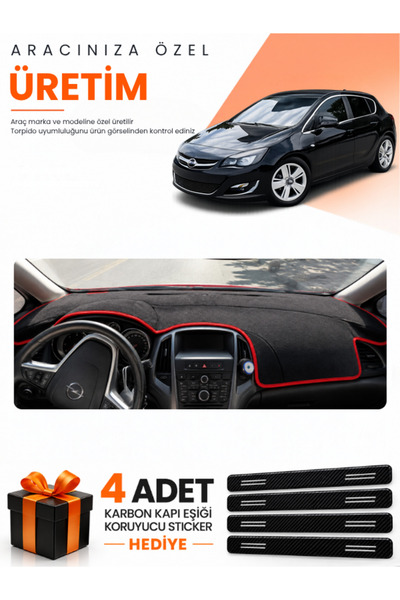 e-biz غطاء حماية توربيدو متوافق مع OPEL ASTRA J (2009-2020) - أسود-أحمر - OP004