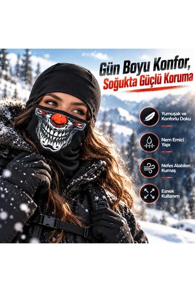 Generic Brand Unisex Stylish Clown Patterned Balaclava Winter Full Face Mask Thermal Breathable Stretchy under Helmet Neck Gaiter