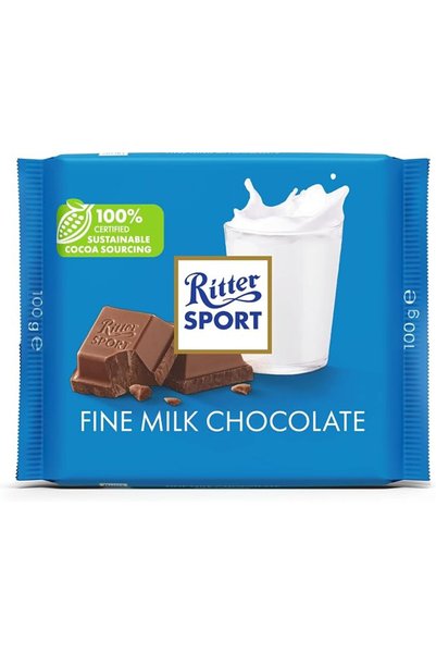 Ritter Sport شوكولاتة الحليب الفاخرة، 100 جرام