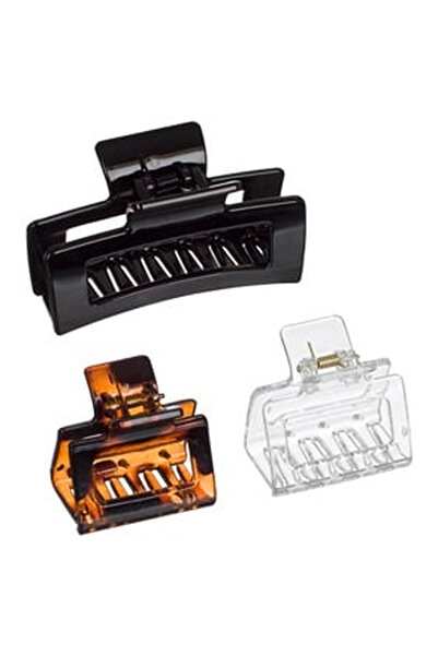 OEM Clame Par Dama Neagra Transparenta Maro 4-8.5cm - 3buc