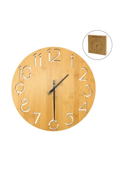 MAXPRINT Round Bamboo Wall Clock, 28 cm Dia, Type Analog