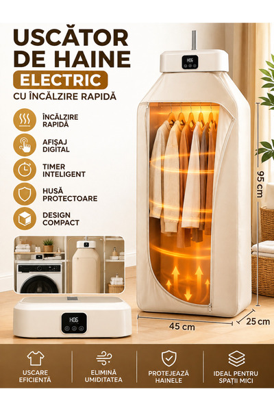Generic Brand Ηλεκτρικό Στεγνωτήριο Ρούχων 45x25x95εκ., με Γρήγορη Θέρμανση, ...
