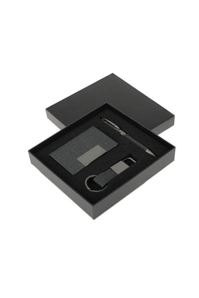 MAXPRINT Silvan - Gift Set (Card Holder, Key Chain and Pen) - Black