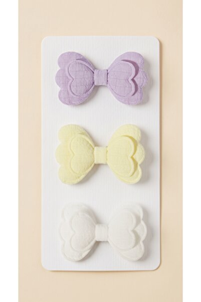 Jeevee 3-Piece Hairless and Low-Hair Baby Hair Clips Set - Muslin Bow Hair Clips