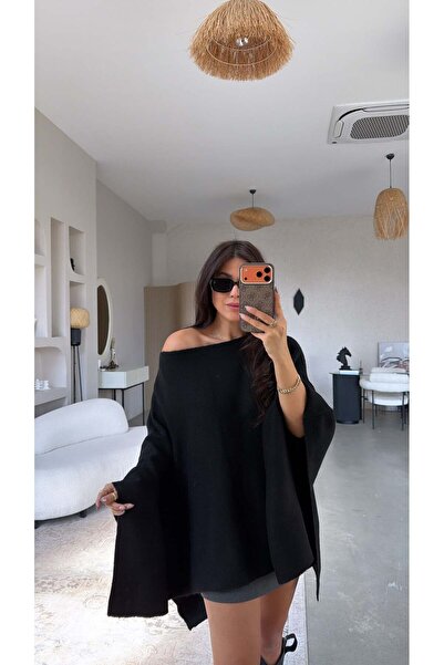 Buket Teke Poncho negru Yumoş Basic
