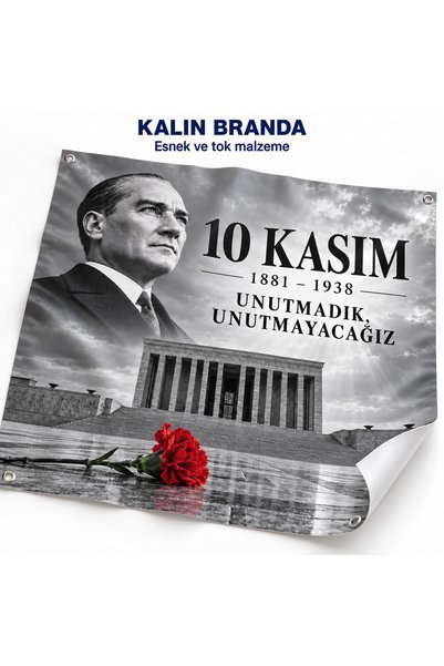 HiperAD Reklam 10 Kasım Atatürk Anma Branda Afişi, Anıtkabir ve Kırmızı Karan...