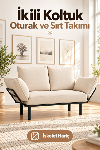 Minderra İkili Kanepe Oturak Sırt Set - İSKELETSİZ