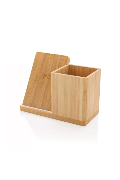 MAXPRINT Bamboo Pen Holder with 10W Wireless Charger
