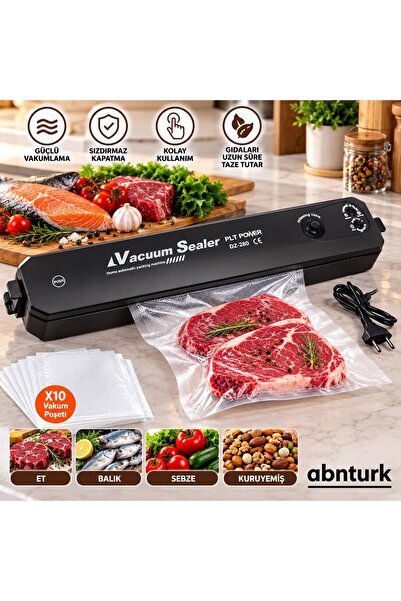 abnturk Vakum Makinesi Vakum Poşetli Set, Uzun Süre Taptaze Ürünler İçin Otom...