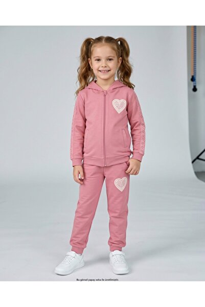 voyyo kids baby Girl's 7-14 Years Old Osysho Fabric Tracksuit Set with Scallo...