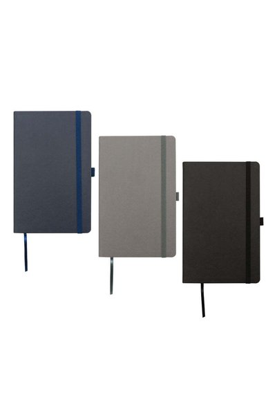 MAXPRINT Appeel A5 PU Notebooks with Elastic Band Pen Loop Bookmark, Grey