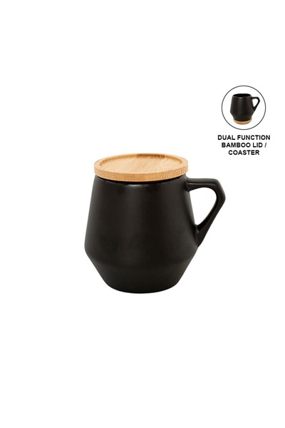 MAXPRINT Sevilla - Ceramic Mug with Bamboo Lid - Black