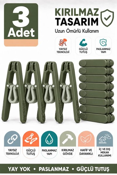wappa Premium Çamaşır Mandalı Kırılmaz Yaysız Dayanıklı Mandal Seti Çamaşır M...