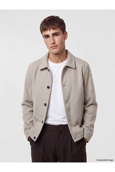 LC Waikiki Nevavm Lcw Vision Beige Regular Fit Men's Cashmere Coat with a Dif...