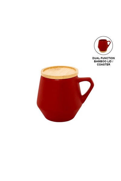 MAXPRINT Sevilla - Ceramic Mug with Bamboo Lid - Red
