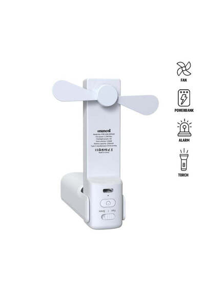 MAXPRINT Zephyr - 4-in-1 Fan Powerbank, Safety Alarm & Torch - White