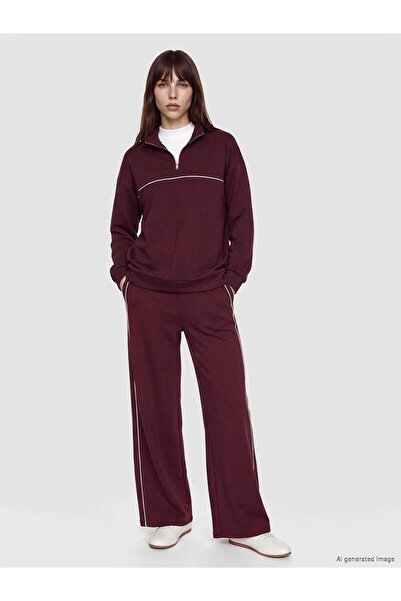 LC Waikiki Plum Stripe Detailed Soft Touch Women's Sweatpants (W6)